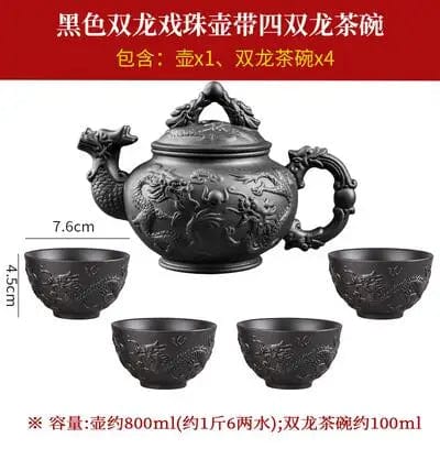 Yixing Clay Zisha Teapot, Large Handmade Dragon Teapot, Single Pot Ceramic Household Kungfu Tea Set, Tea Cup Set