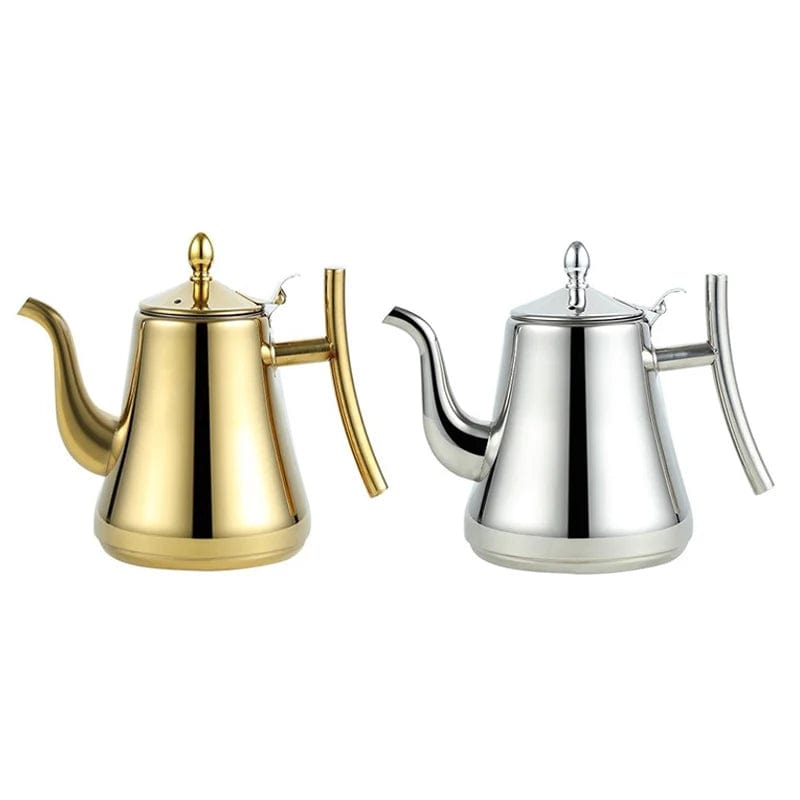 1pc Kitchen Thick Stainless Steel Teapot Golden Silver Tea Pot With Infuser Coffee Pot Induction Cooker Tea Kettle Water Kettle