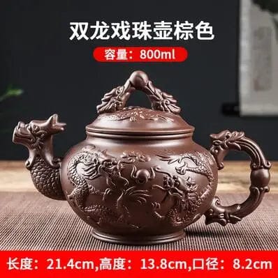 Yixing Clay Zisha Teapot, Large Handmade Dragon Teapot, Single Pot Ceramic Household Kungfu Tea Set, Tea Cup Set