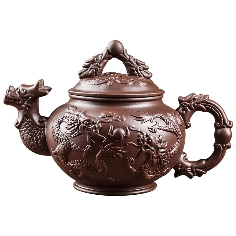 Yixing Clay Zisha Teapot, Large Handmade Dragon Teapot, Single Pot Ceramic Household Kungfu Tea Set, Tea Cup Set