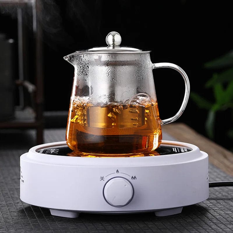 HMLOVE Heat Resistant Glass Teapot With Stainless Steel Tea Strainer Infuser Flower Kettle Kung Fu Teawear Set Puer Oolong Pot