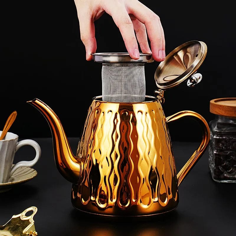 1800ml 304 Stainless Steel Kettle with Filter Teapot Home Outdoor Induction Cooker Pineapple Tea Kettle Chinese Tea Accessories